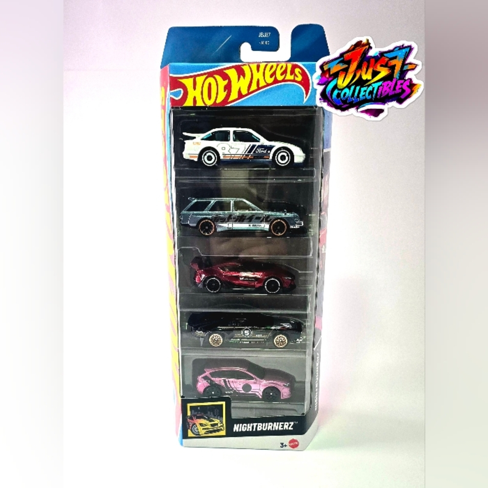 2024 Hot Wheels Nightburnerz Diecast Cars, 5-Pack Collection JDM & Muscle car.